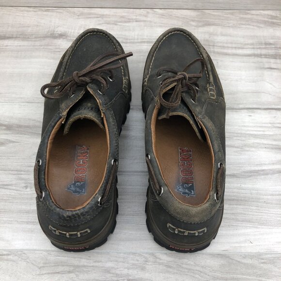 Rocky Outback Shoes Men's 9M Brown Lether Lace Up Moc Toe - Picture 11 of 11